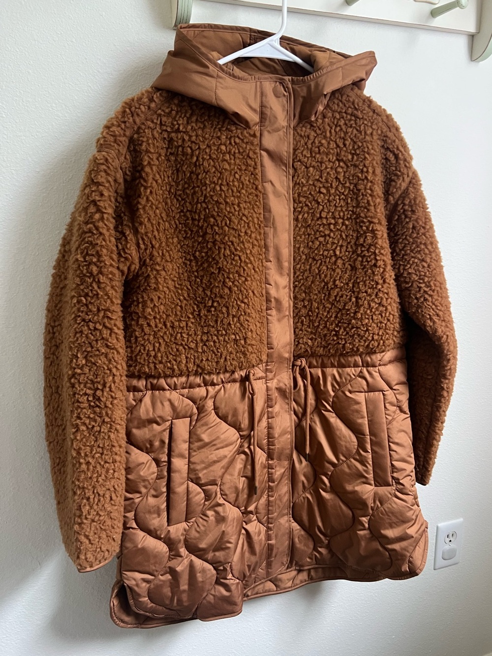 Old Navy Brown Teddy Sherpa & Quilted Hooded Jacket